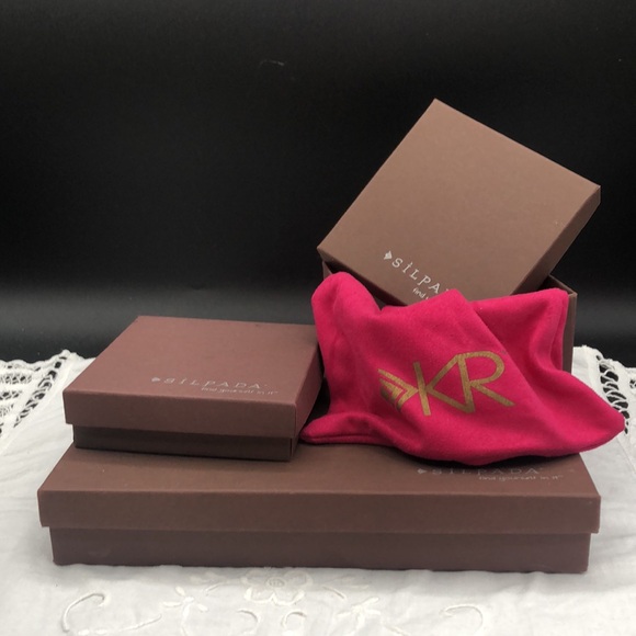 Silpada KR ‘Leather Together’ Brass Leather Necklace, Cuff and Hoop Earrings - Picture 12 of 12